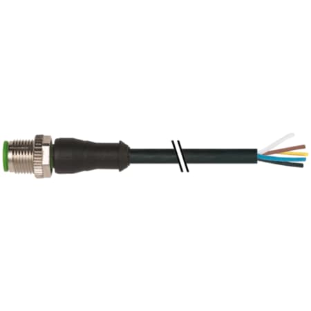 M12 Male 0° With Cable, PUR 5x0.34 Bk UL/CSA 15m